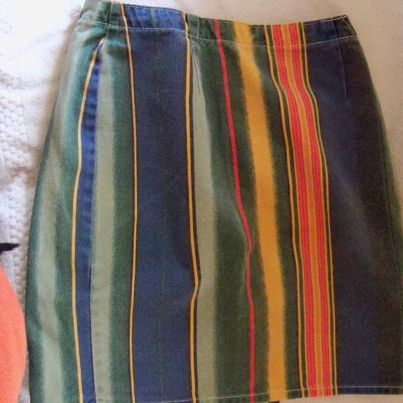 Gitano Denim high waisted multicolor striped Wrap Skirt - Picture 3 of 8